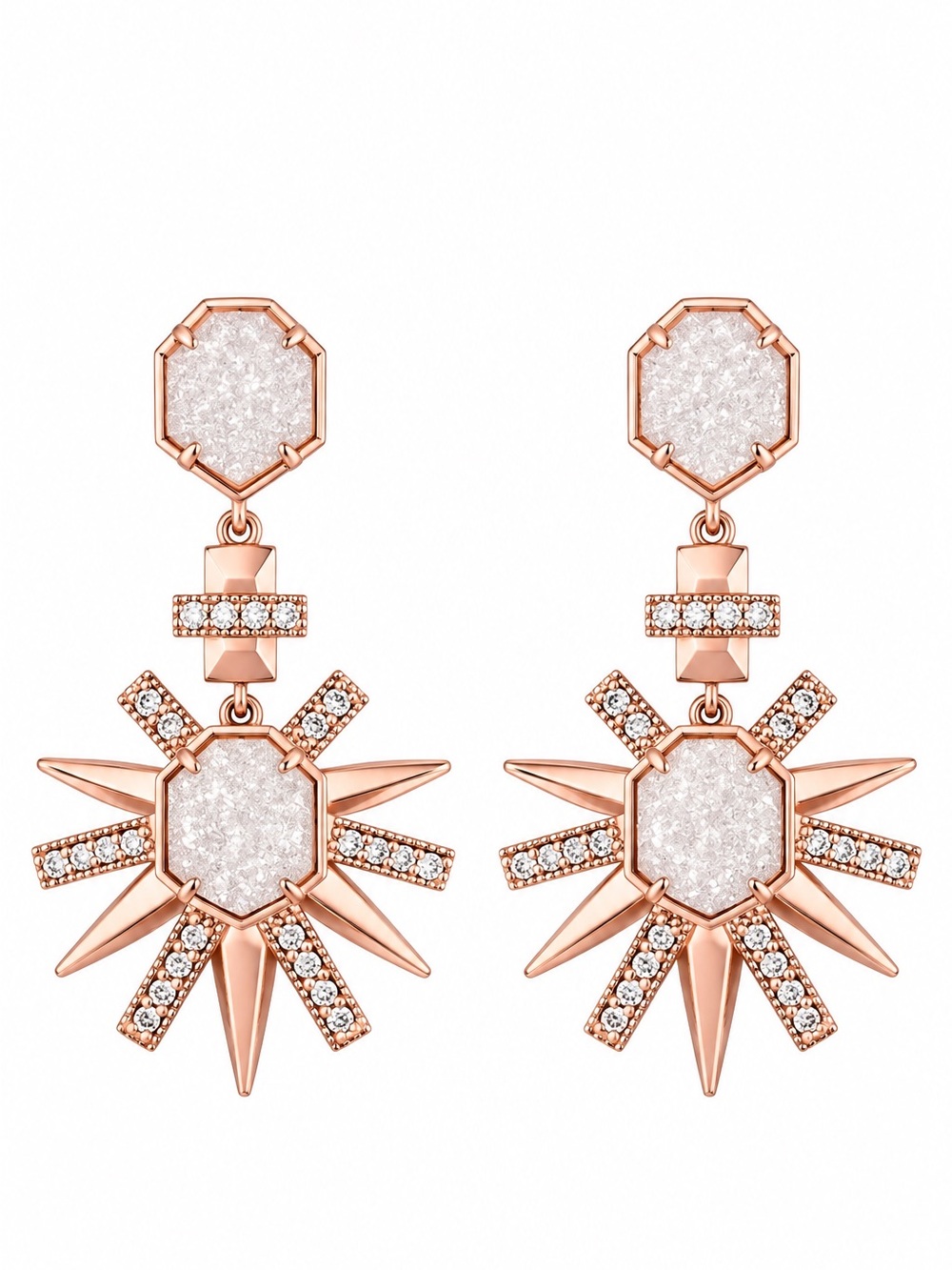 Kendra Scott Allie White Druzy Earrings in Rose Gold